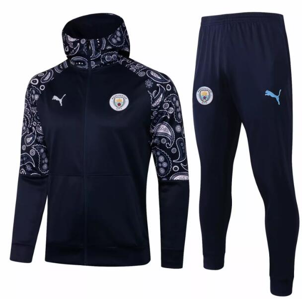 Manchester City Navy Training Kits Hoodie Jacket with Pants 2020/21